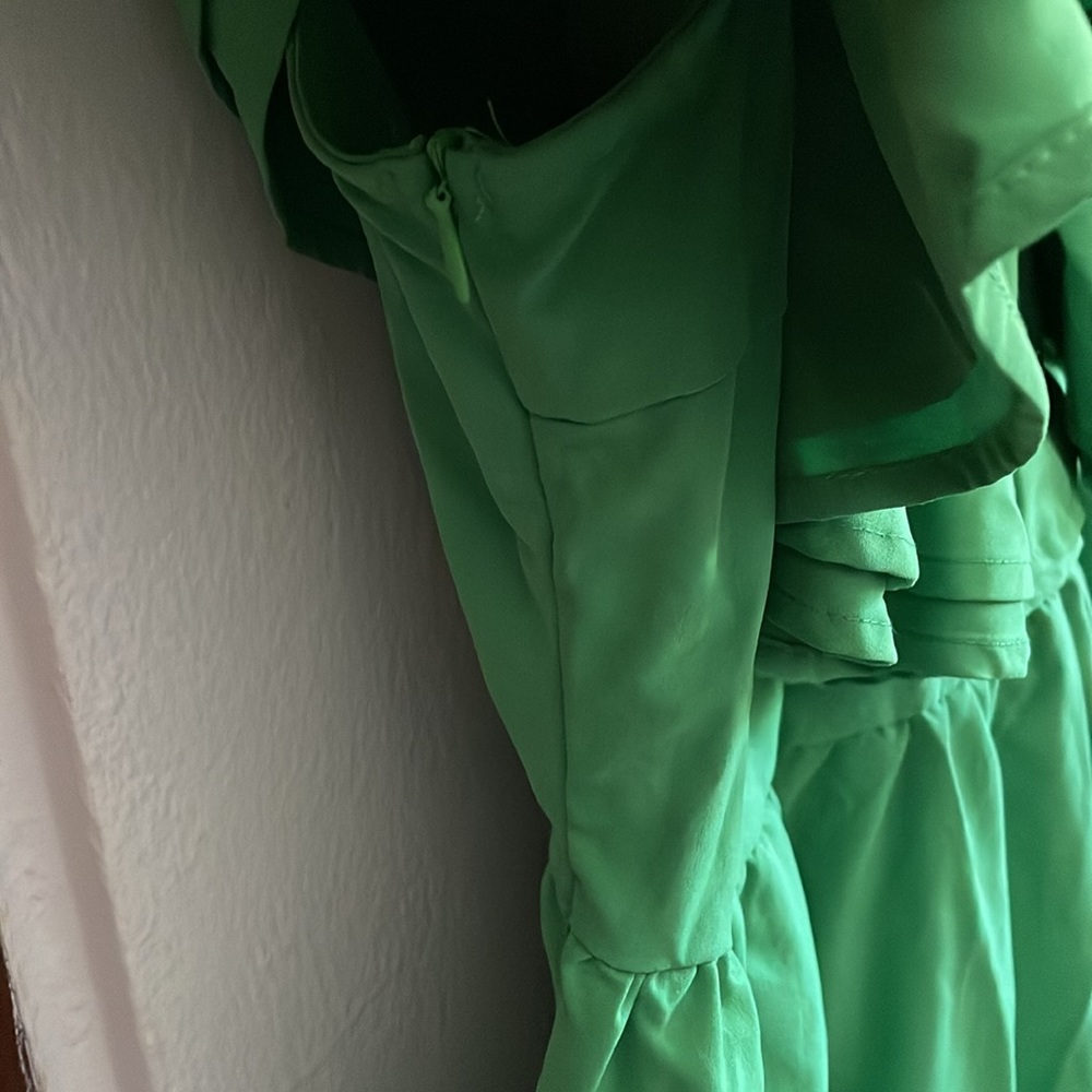 Green Mini Layered Ruffle Dress Size Large - Picture 8 of 9